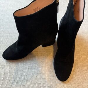 Ann Taylor Black Suede Ankle Booties with Block Heel